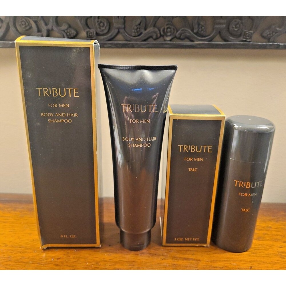 Vintage Mary Kay Tribute for Men Body and Hair Shampoo 8 oz & TALC 3 oz NIB NOS